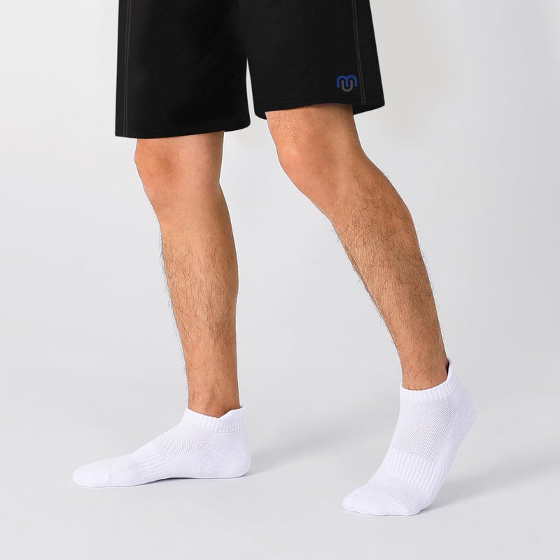 CLOSEMATE 7 Pairs Ankle Athletic Running Socks for Men Women - Comfortable Cotton Cushioned and Anti-Blister(7White, Size L) - Image 3